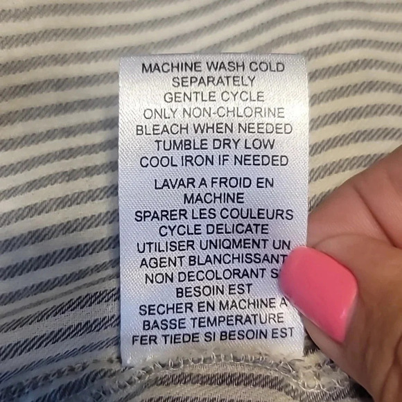 A.N.A. SEFF Blue/white Striped button blouse - Picture 6 of 6